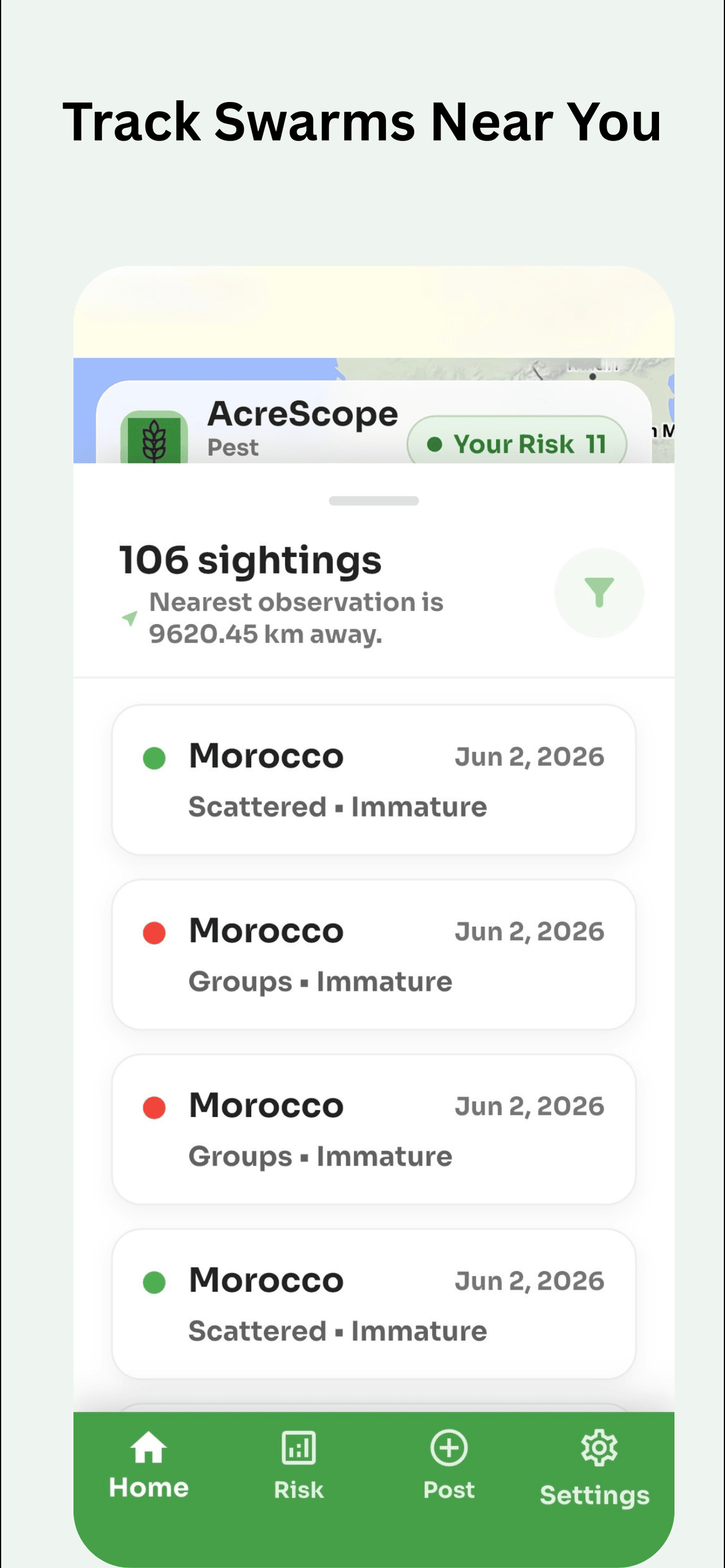 AcreScope sightings list screen